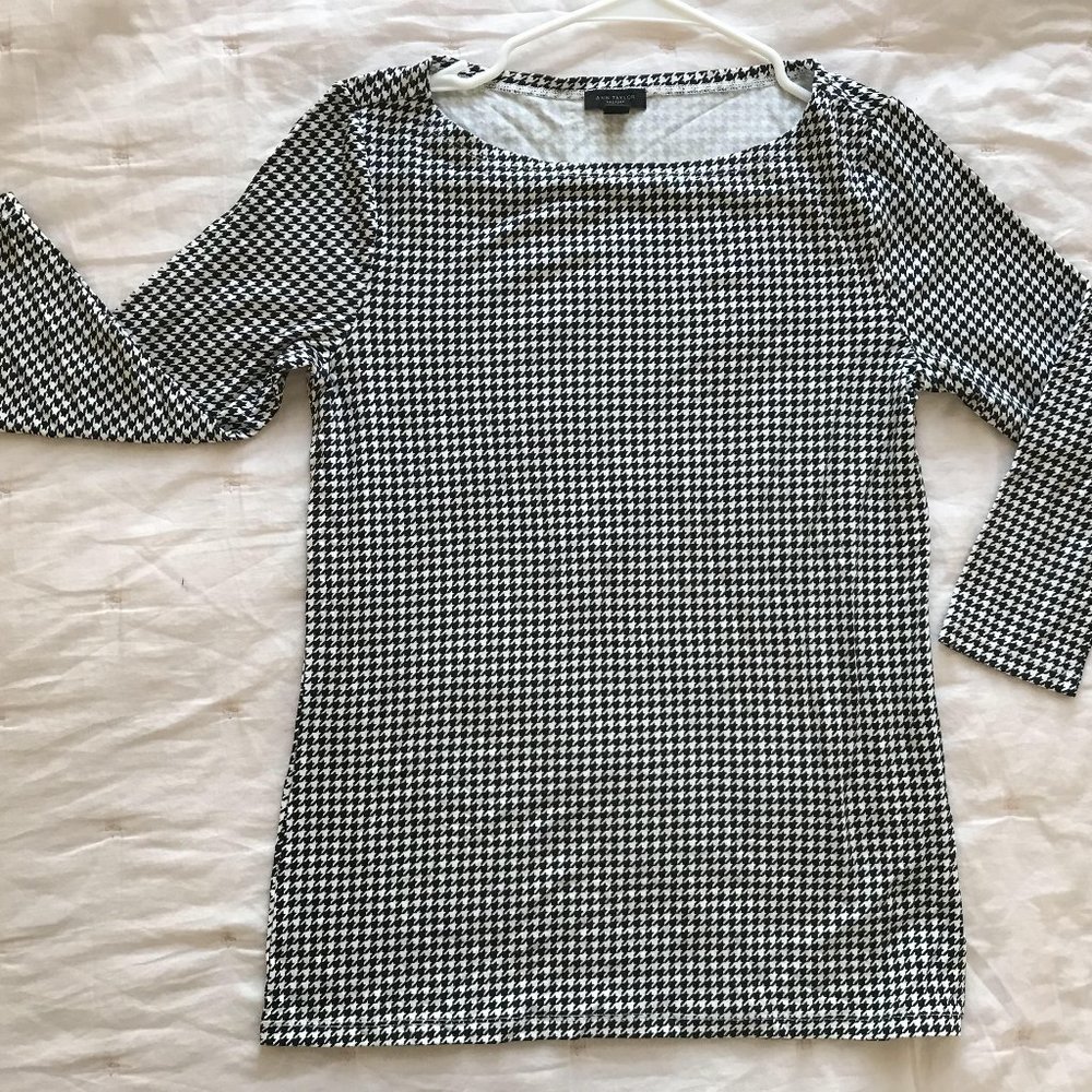 Ann Taylor Houndstooth Boatneck Top